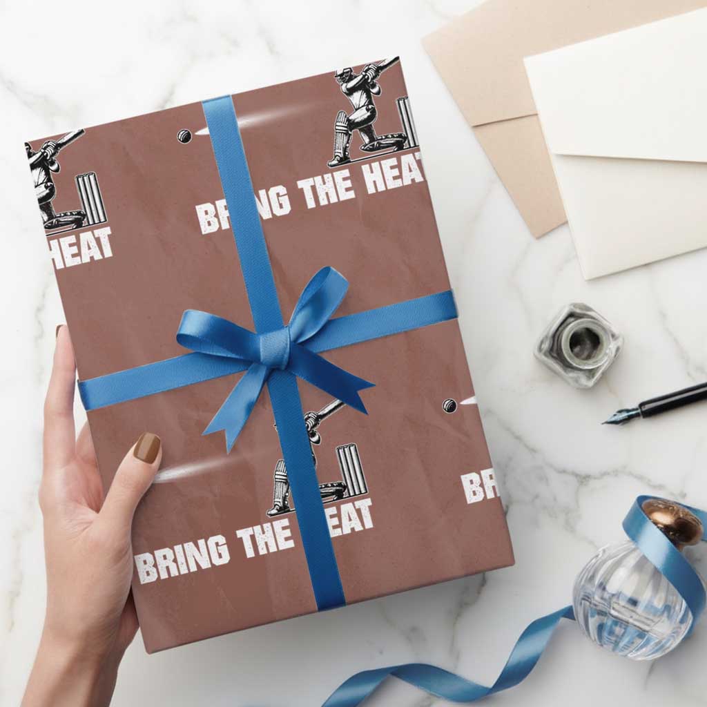 Cricket Player Wrapping Paper Roll Bring The Heat Batting TS10 Mocha Print Your Wear