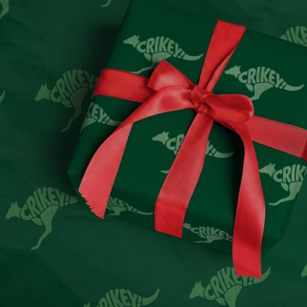 Crikey Australian Kangaroo Oz Slang Australia Wrapping Paper Roll TS11 Green Print Your Wear