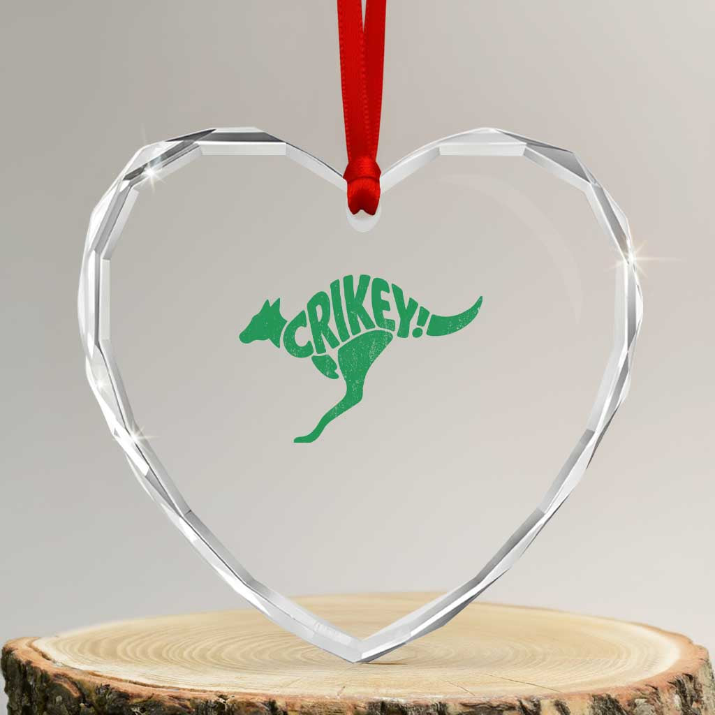 Crikey Australian Kangaroo Oz Slang Australia Heart Crystal Glass Ornament TS11 Transparent Glass 3'' Heart Print Your Wear
