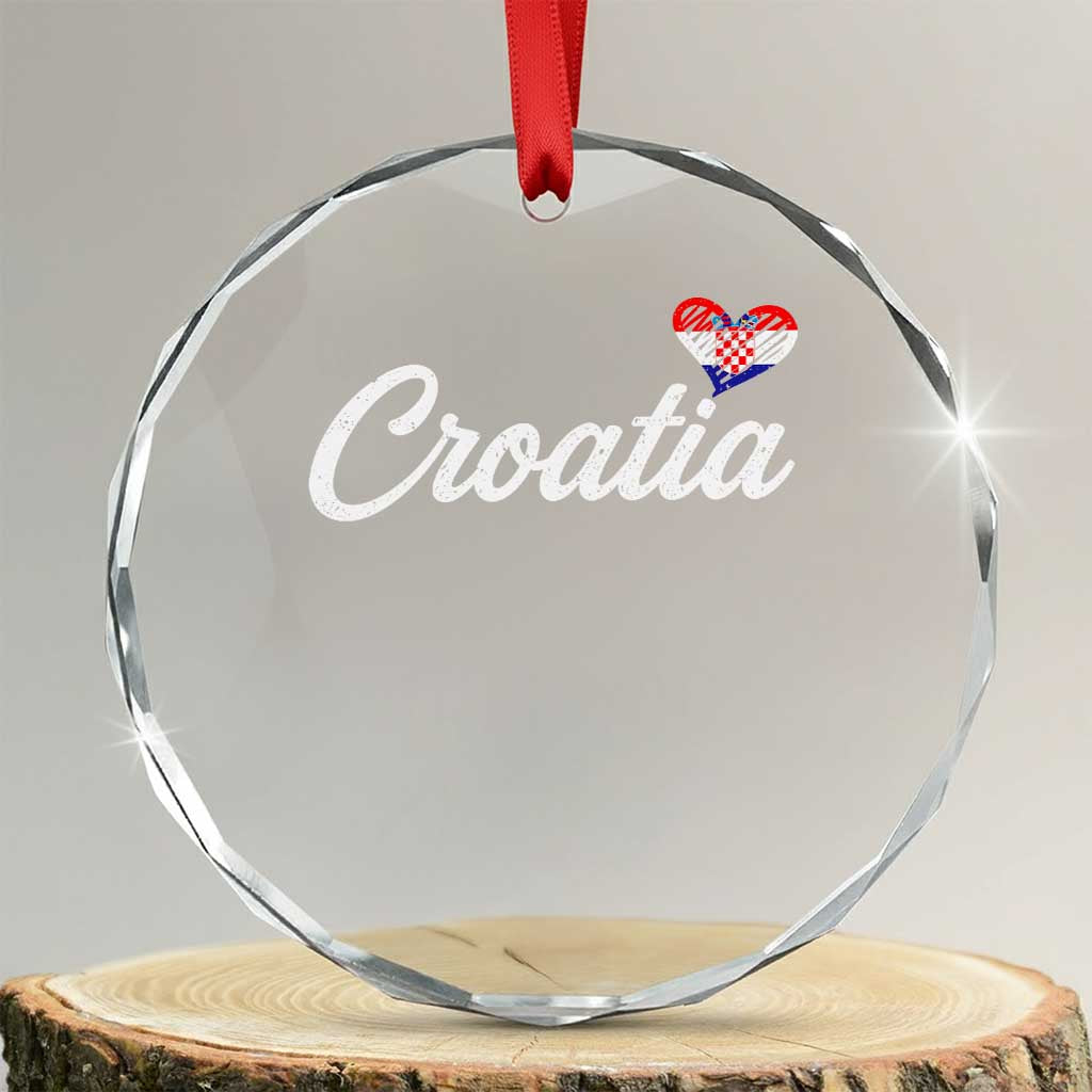 Croatia Crystal Glass Ornament Hrvatska Simple Love Croatian Flag Heart TS10 Transparent Glass 3'' Circle Print Your Wear