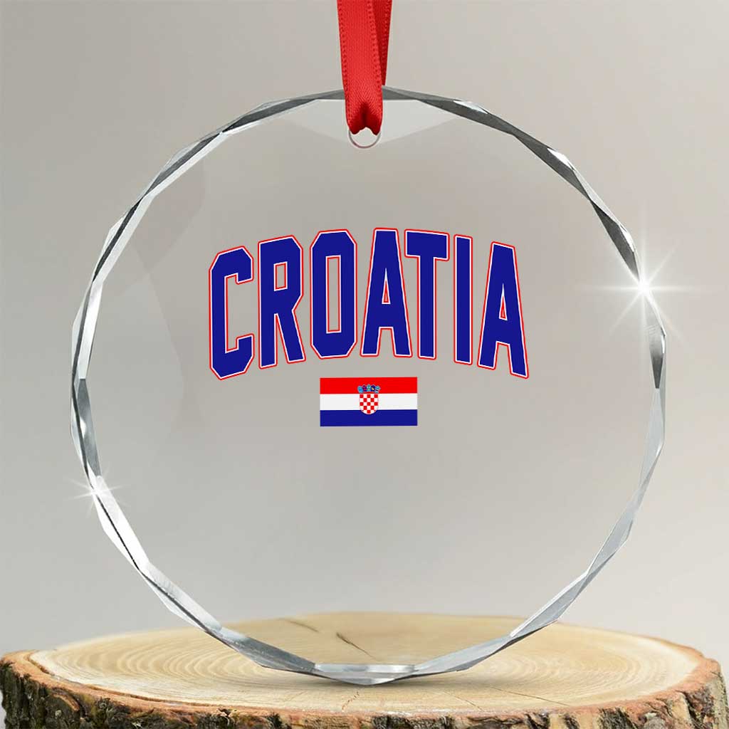Croatia Flag Crystal Glass Ornament Vintage Hrvatska Flag Zagreb Croatian Jersey Retro TS10 Transparent Glass 3'' Circle Print Your Wear
