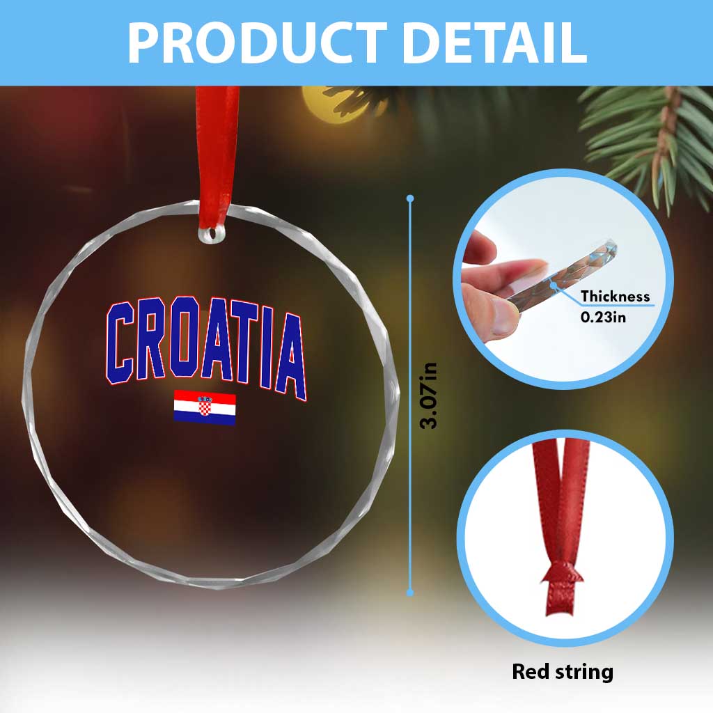 Croatia Flag Crystal Glass Ornament Vintage Hrvatska Flag Zagreb Croatian Jersey Retro