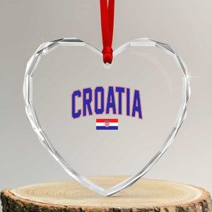 Croatia Flag Heart Crystal Glass Ornament Vintage Hrvatska Flag Zagreb Croatian Jersey Retro