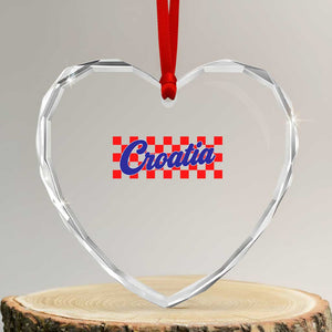 Croatia Heart Crystal Glass Ornament Checkered Retro Hrvatska Zagreb Croatian