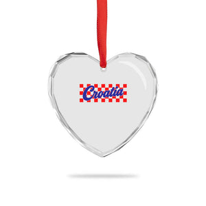 Croatia Heart Crystal Glass Ornament Checkered Retro Hrvatska Zagreb Croatian