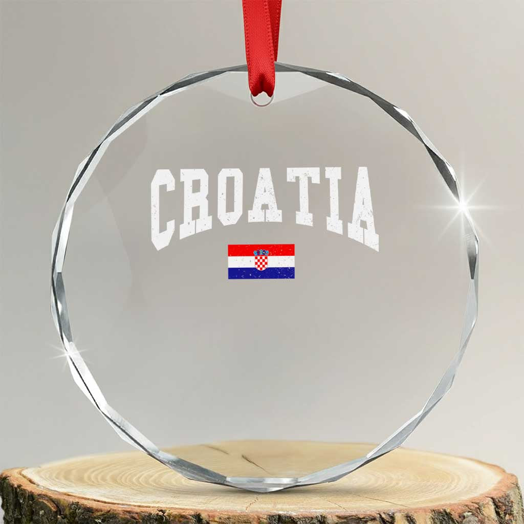 Croatia Hrvatska Flag Zagreb Croatian Jersey Retro Crystal Glass Ornament TS11 Transparent Glass 3'' Circle Print Your Wear