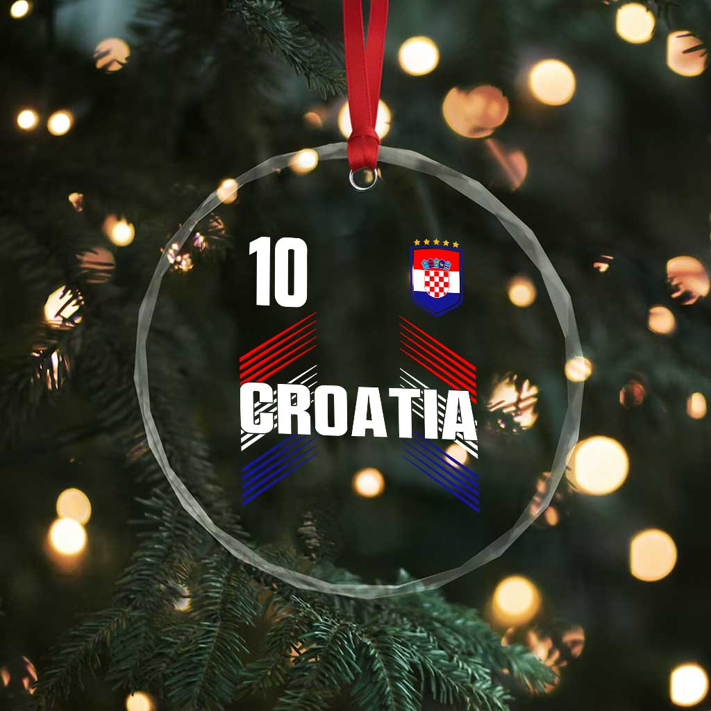 Croatia Soccer Sports Graphic Number 10 Jersey Style Crystal Glass Ornament Proud Croatian Football Fans Game Day Pride