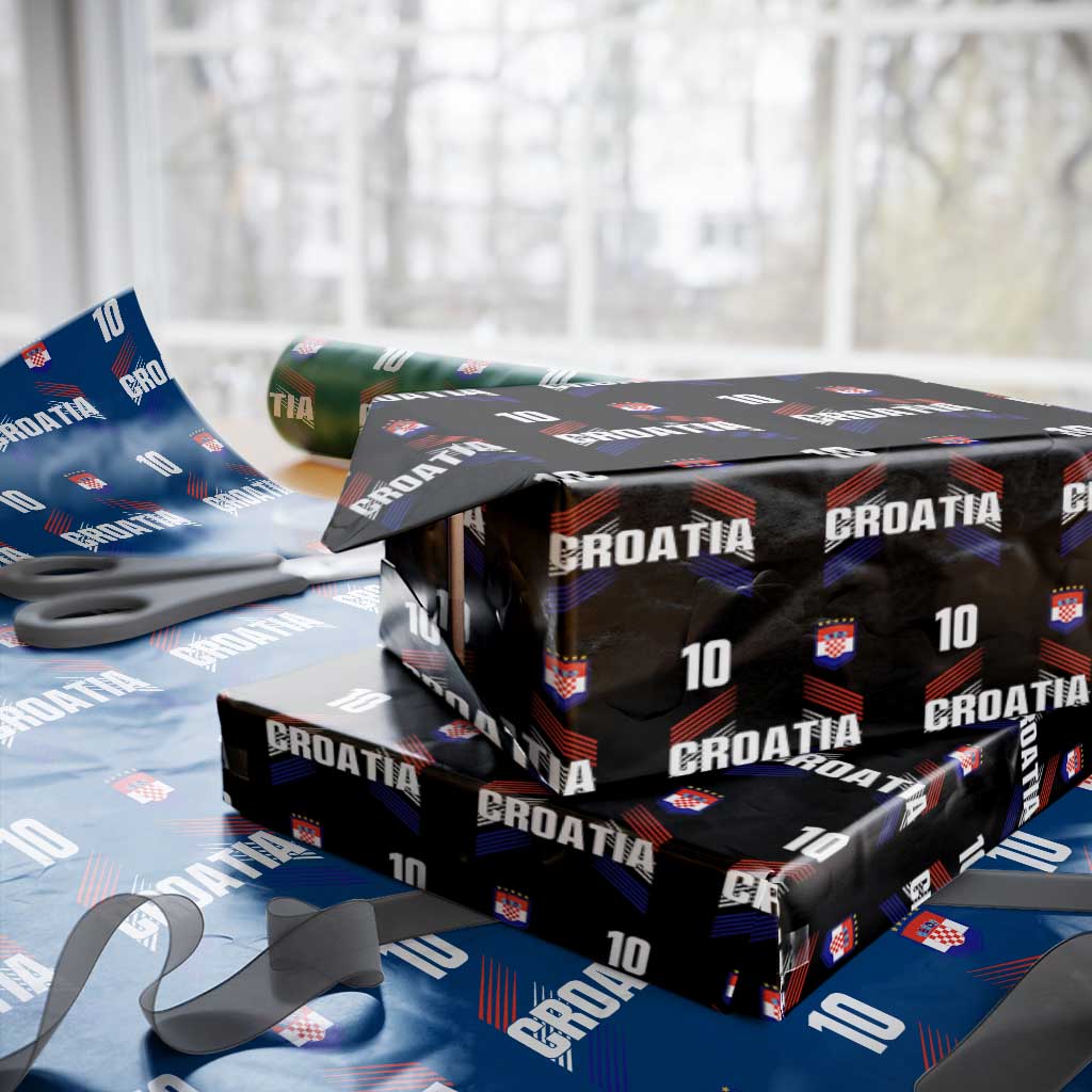 Croatia Soccer Sports Graphic Number 10 Jersey Style Wrapping Paper Roll Proud Croatian Football Fans Game Day Pride TS02 Black Print Your Wear