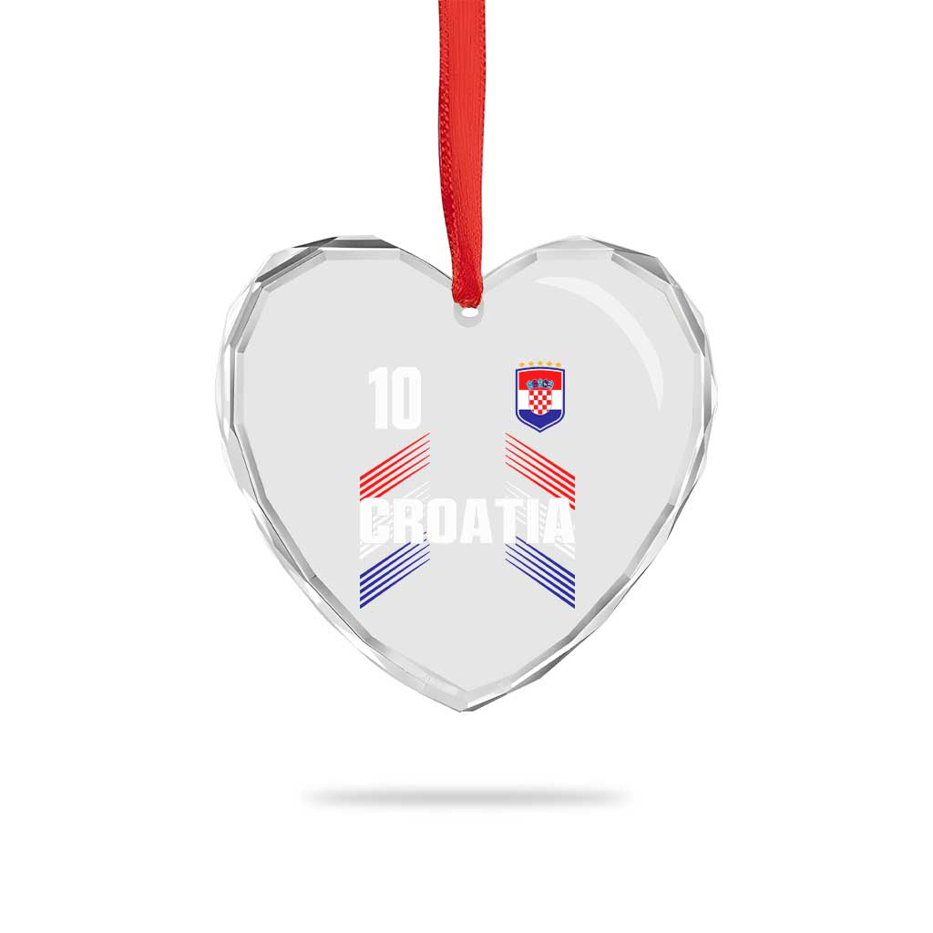 Croatia Soccer Sports Graphic Number 10 Jersey Style Heart Crystal Glass Ornament Proud Croatian Football Fans Game Day Pride TS02 Print Your Wear