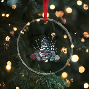 Crochet Christmas Crystal Glass Ornament Funny Snowman Crocheting Gift TS12 Print Your Wear