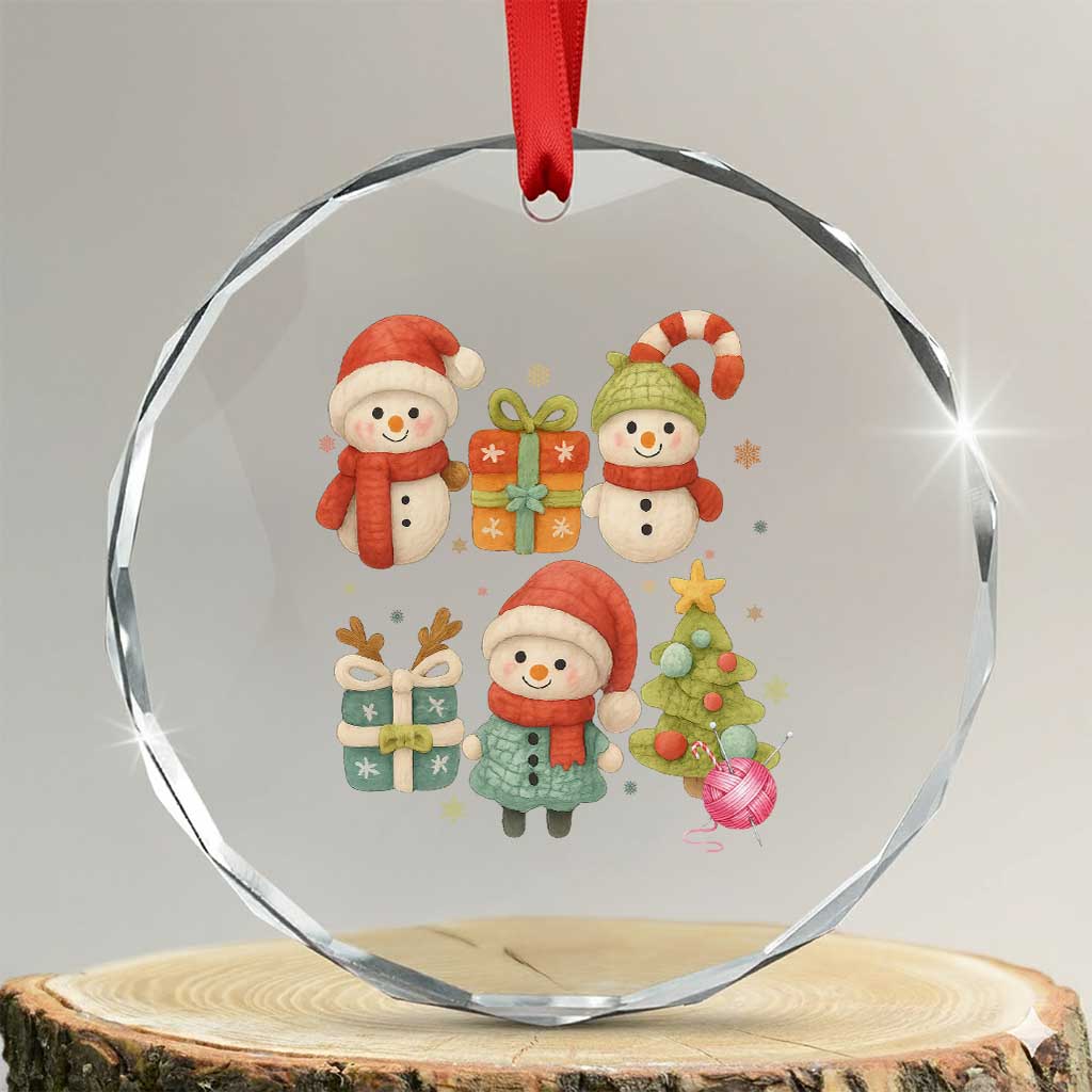 Crochet Christmas Crystal Glass Ornament Funny Xmas Gift For Crocheter TS12 Transparent Glass 3'' Circle Print Your Wear