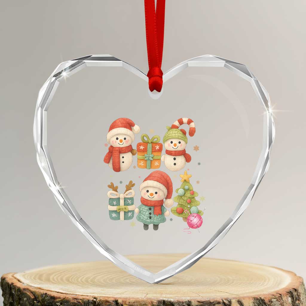 Crochet Christmas Heart Crystal Glass Ornament Funny Xmas Gift For Crocheter TS12 Transparent Glass 3'' Heart Print Your Wear