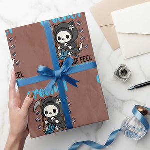 Crochet Makes Me Feel Less Murdery Wrapping Paper Roll Grim Reaper Cat Gift TS12 Mocha Print Your Wear