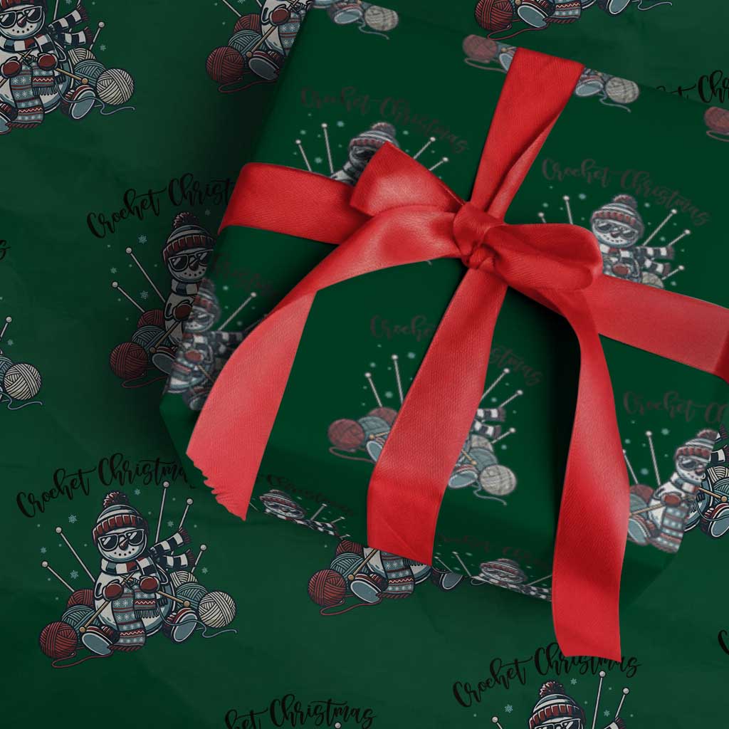 Crochet Xmas Wrapping Paper Roll Funny Snowman Crocheting Gift TS12 Green Print Your Wear