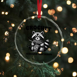 Crocheting Is Cheaper Than Therapy Crystal Glass Ornament Raccoon Yarn Lover TS12 Print Your Wear