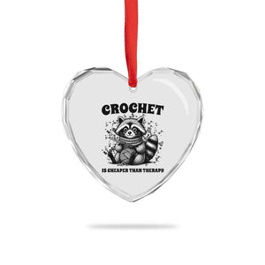Crocheting Is Cheaper Than Therapy Heart Crystal Glass Ornament Raccoon Yarn Lover TS12 Print Your Wear