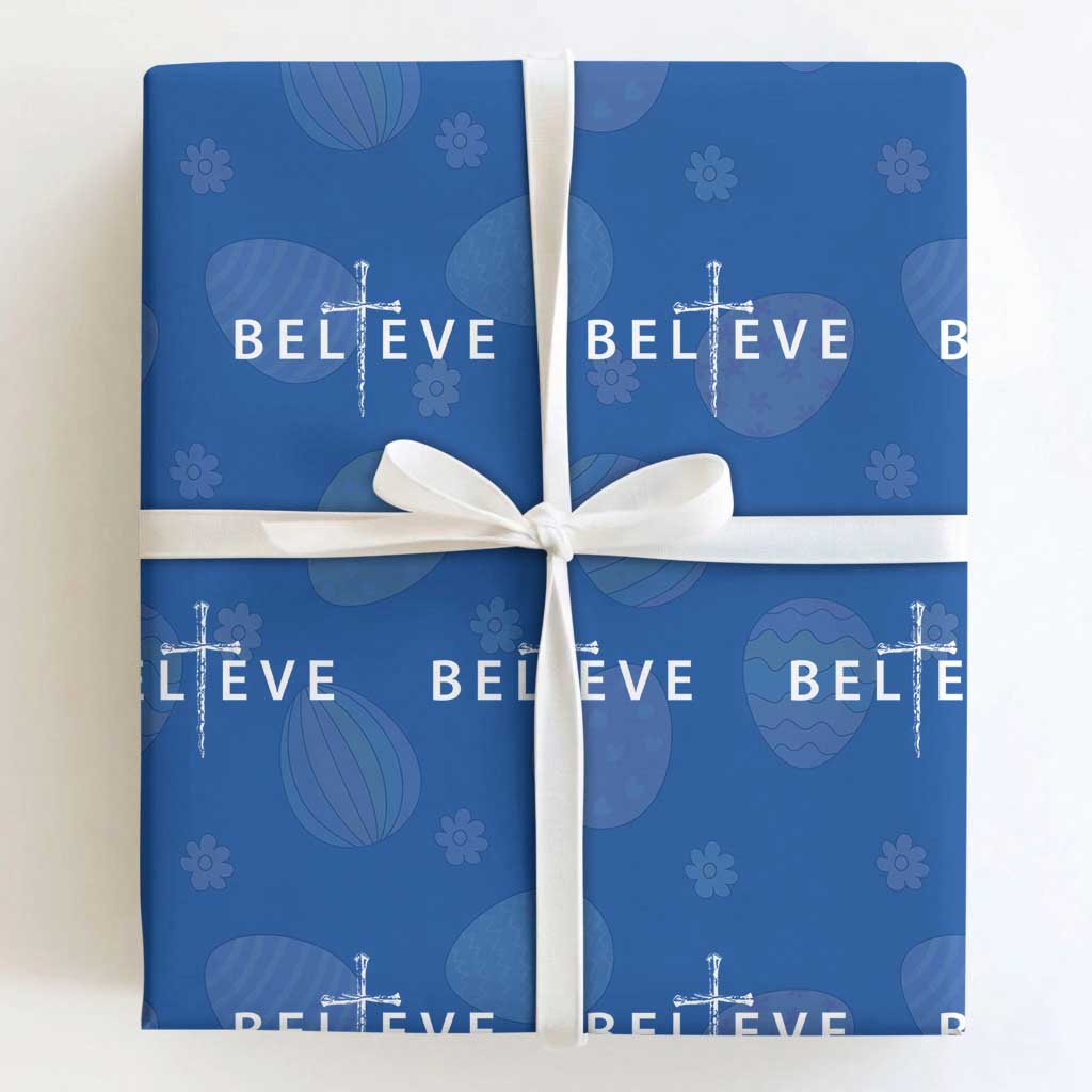 Cross Christian Religious Believe Blessed Faith Graphic Wrapping Paper Roll TS10 Royal Blue Print Your Wear