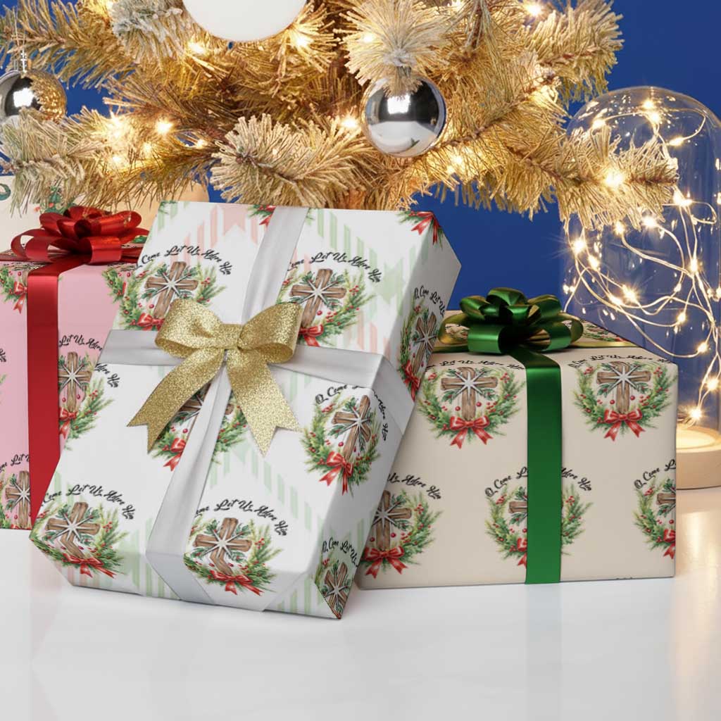 Cross Christmas Wrapping Paper Roll O Come Let Us Adove Him TS14 Print Your Wear