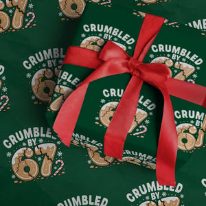 Crumbled by 67 Wrapping Paper Roll Funny Gingerbread Christmas Meme Cookie Chaos TS02 Green Print Your Wear