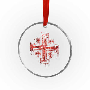 Crusader Jerusalem Cross Catholic Crystal Glass Ornament Gothic Christian Dark Faith Grunge Blood Splatter TS10 Print Your Wear