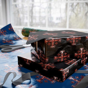 Crusader Jerusalem Cross Catholic Wrapping Paper Roll Gothic Christian Dark Faith Grunge Blood Splatter TS10 Black Print Your Wear