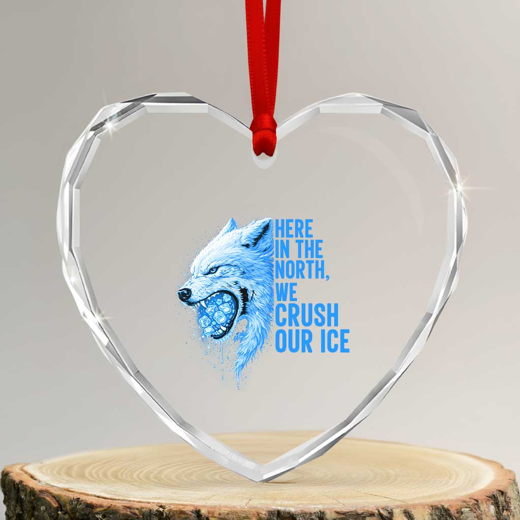 Crush Ice Heart Crystal Glass Ornament Wolf Human Rights Protest TS10 Transparent Glass 3'' Heart Print Your Wear