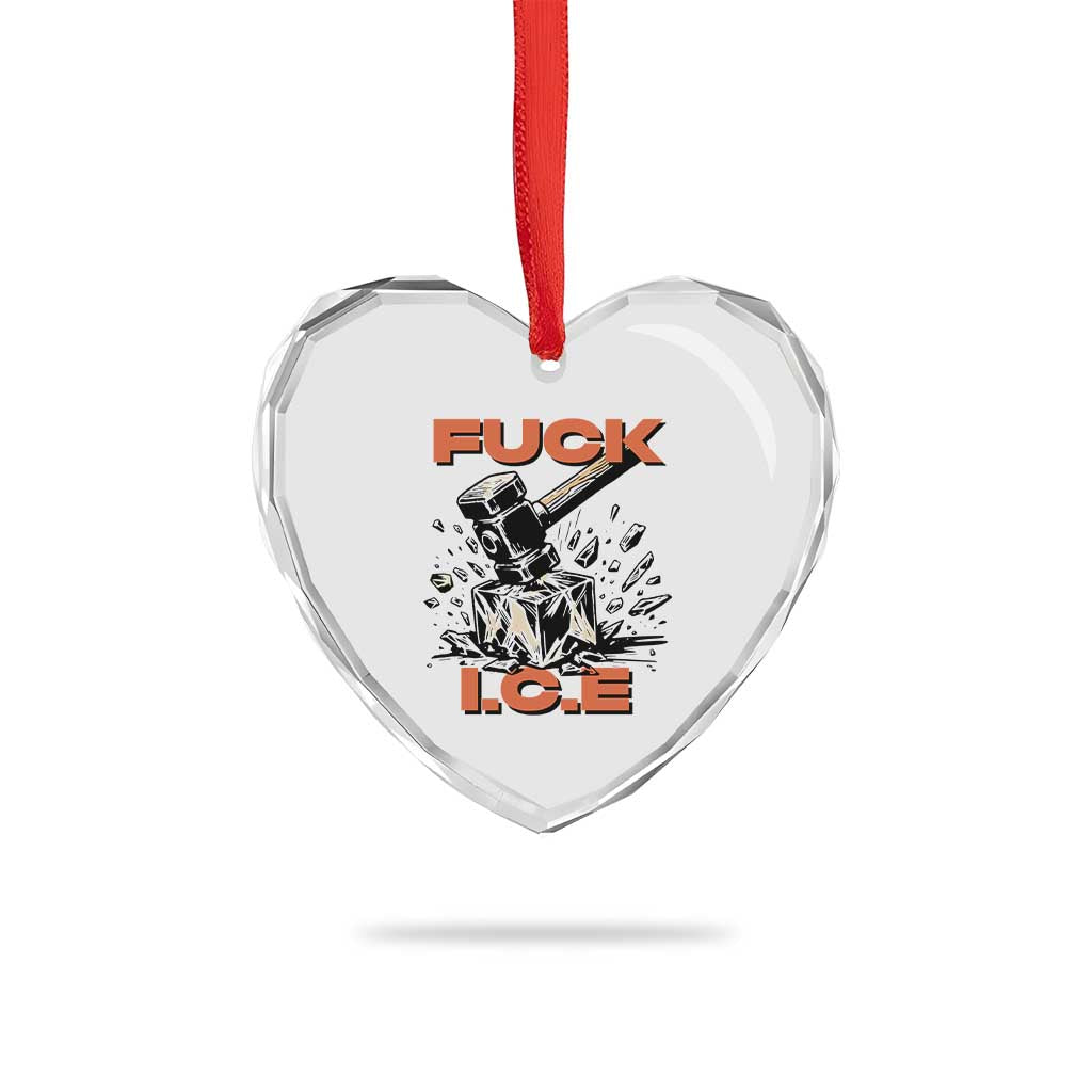 Crush Ice Protest Graphic Heart Crystal Glass Ornament Sledgehammer Smash Against Ice Political Resistance TS02 Print Your Wear