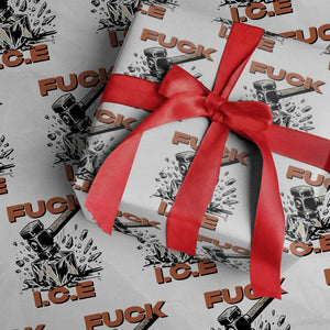 Crush Ice Protest Graphic Wrapping Paper Roll Sledgehammer Smash Against Ice Political Resistance TS02 White Print Your Wear