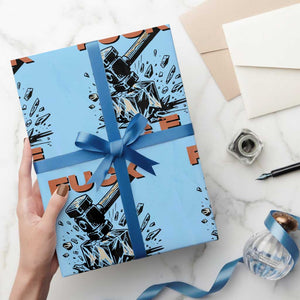 Crush Ice Protest Graphic Wrapping Paper Roll Sledgehammer Smash Against Ice Political Resistance TS02 Light Blue Print Your Wear