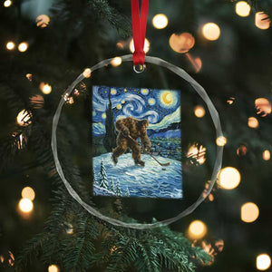 Cryptid Hockey Bigfoot Starry Night Inspired Funny Gift Crystal Glass Ornament TS12 Print Your Wear