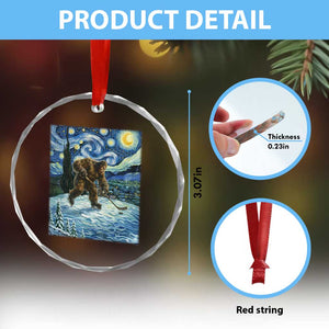 Cryptid Hockey Bigfoot Starry Night Inspired Funny Gift Crystal Glass Ornament TS12 Print Your Wear