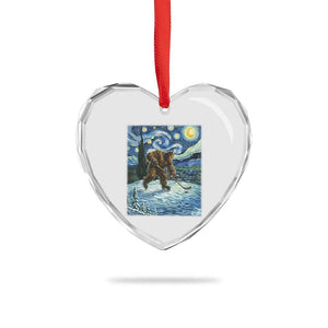 Cryptid Hockey Bigfoot Starry Night Inspired Funny Gift Heart Crystal Glass Ornament TS12 Print Your Wear