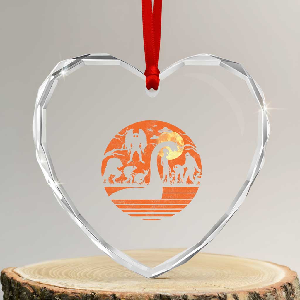 Cryptid Monsters Heart Crystal Glass Ornament Bigfoot Loch Ness Monster Mothman Aliens Weirdcore Folk Horror TS10 Transparent Glass 3'' Heart Print Your Wear