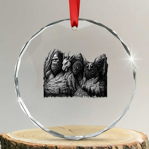 Cryptid Mount Rushmore Crystal Glass Ornament Bigfoot Mothman Jersey Devil Chupacabra TS12 Transparent Glass 3'' Circle Print Your Wear