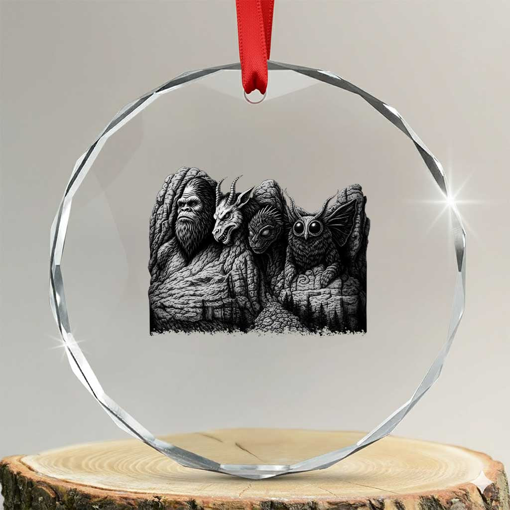 Cryptid Mount Rushmore Crystal Glass Ornament Bigfoot Mothman Jersey Devil Chupacabra TS12 Transparent Glass 3'' Circle Print Your Wear