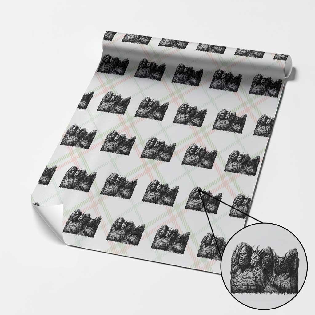 Cryptid Mount Rushmore Wrapping Paper Roll Bigfoot Mothman Jersey Devil Chupacabra TS12 Christmas Plaid Print Your Wear
