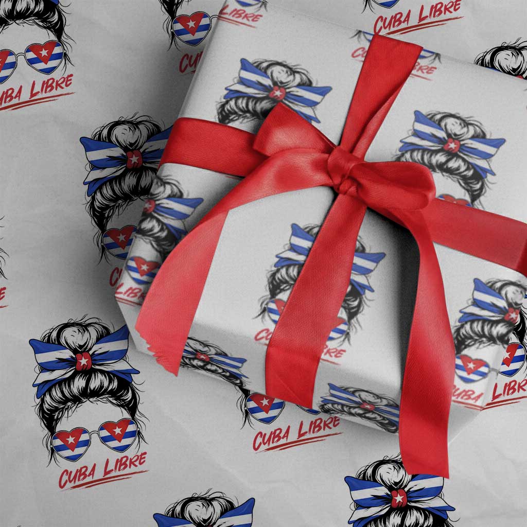 Cuba Libre Wrapping Paper Roll Messy Bun Cuban Woman Sunglasses TS12 White Print Your Wear