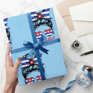 Cuba Libre Wrapping Paper Roll Messy Bun Cuban Woman Sunglasses TS12 Light Blue Print Your Wear