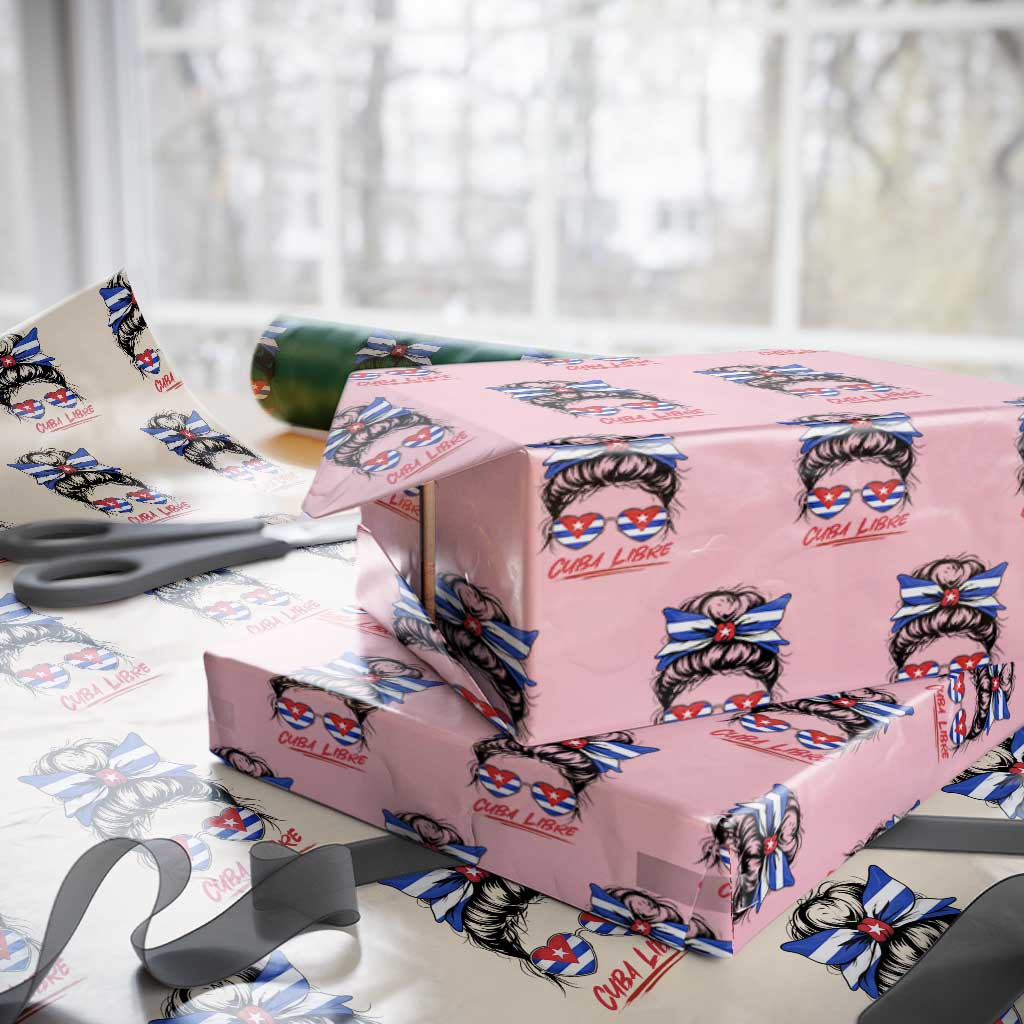 Cuba Libre Wrapping Paper Roll Messy Bun Cuban Woman Sunglasses TS12 Light Pink Print Your Wear