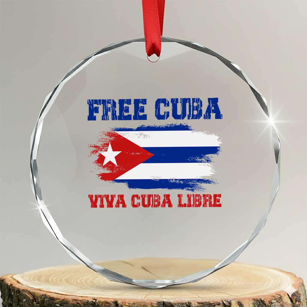 Cuban American Pride Crystal Glass Ornament Freedom For Cuba TS12 Transparent Glass 3'' Circle Print Your Wear