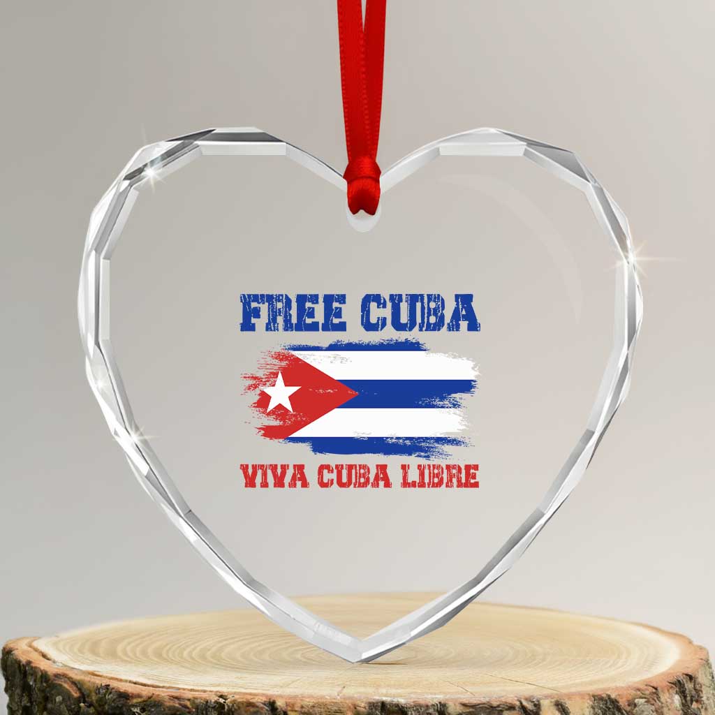 Cuban American Pride Heart Crystal Glass Ornament Freedom For Cuba TS12 Transparent Glass 3'' Heart Print Your Wear