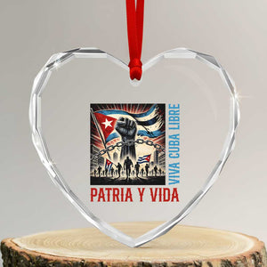 Cuban American Pride Heart Crystal Glass Ornament Viva Cuba Libre Supporter TS12 Transparent Glass 3'' Heart Print Your Wear