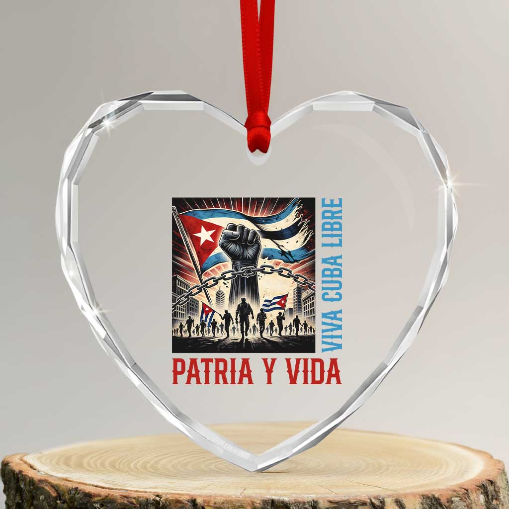 Cuban American Pride Heart Crystal Glass Ornament Viva Cuba Libre Supporter TS12 Transparent Glass 3'' Heart Print Your Wear