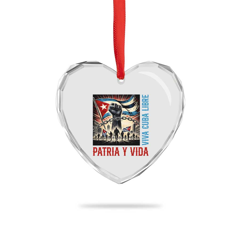 Cuban American Pride Heart Crystal Glass Ornament Viva Cuba Libre Supporter TS12 Print Your Wear