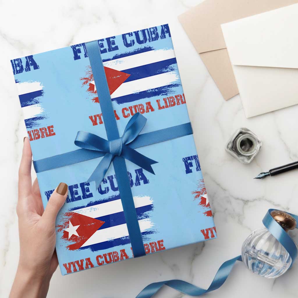 Cuban American Pride Wrapping Paper Roll Freedom For Cuba TS12 Light Blue Print Your Wear