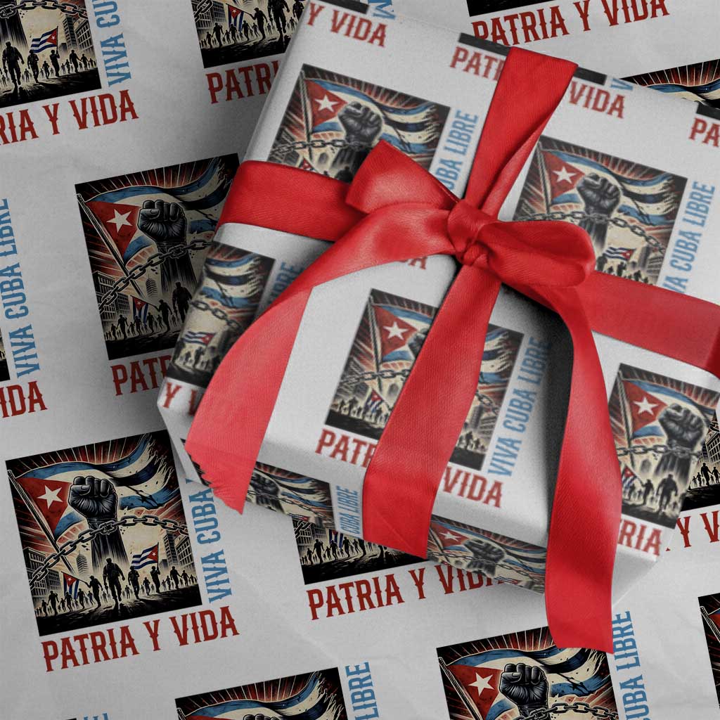 Cuban American Pride Wrapping Paper Roll Viva Cuba Libre Supporter TS12 White Print Your Wear