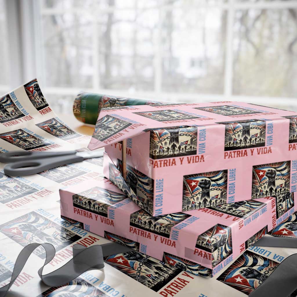 Cuban American Pride Wrapping Paper Roll Viva Cuba Libre Supporter TS12 Light Pink Print Your Wear