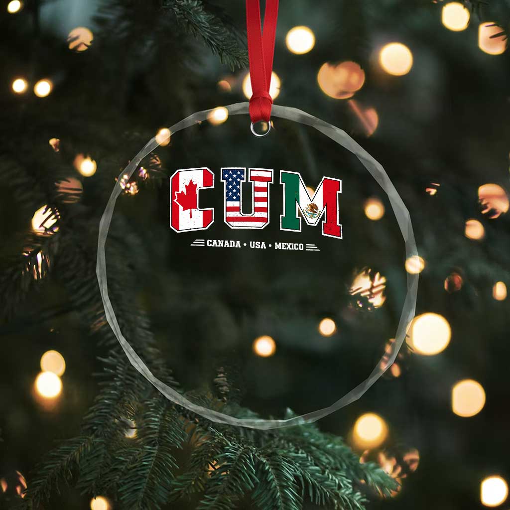 CUM Canada USA Mexico Patriotic Soccer Fans Crystal Glass Ornament