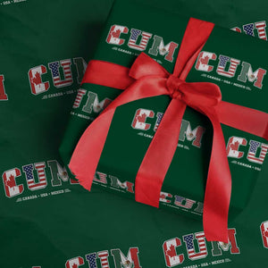 CUM Canada USA Mexico Patriotic Soccer Fans Wrapping Paper Roll