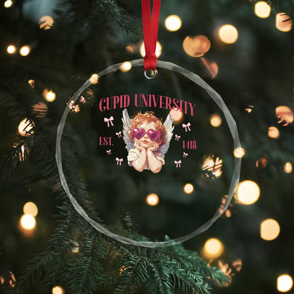 Cupid University Crystal Glass Ornament Cute Valentines Day Funny College TS10 Print Your Wear